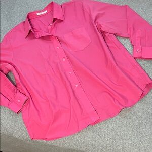 Foxcroft Button Top Womens 18W Pink Longsleeve Wrinkle Free Office Career